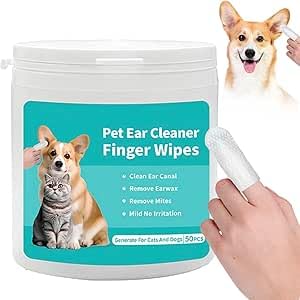 Pets Ear, Tooth & Eye Finger Wipes for Dogs & Cats - Reduces Plaque, Freshens Breath, and Provides Gentle Gum Care with No-Rinse Disposable Cleaning Wipes