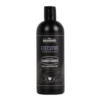 Live Bearded All-Natural Conditioner For Men - Promotes Hair Growth - Thinning And Hairloss - Deep Conditioning, Moisturizing | Executive Scent - Leather, Vanilla, Cedar