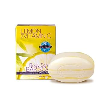 Clear Essence Lemon Plus Vitamin C Body Soap Scrub - Skin Brightening Body Wash - Lemon Soap Bar - Face And Body - Dark Spot Remover For Body - Skin Tone Cleaner - All Skin Types - (5 Oz.)