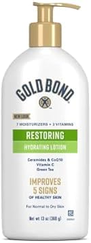 Gold Bond Restoring Hydrating Lotion, 13 oz., With Ceramides & CoQ10, Green Tea, & Vitamin C : Beauty & Personal Care