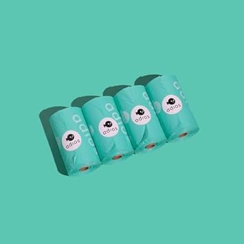 Adios Plastic Biodegradable Dog Poop Bags - Extra Thick Compostable Dog Poo Bags Made From Highest Rated En13432 Certified Cornstarch | Leak Proof Dog Waste Bags In Mint Colour | 8 Rolls, 120