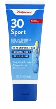 Walgreens 30 Sport Sunscreen Broad Spectrum Spf 30 Sunscreen Uva/Uvb, Paraben Free 3 Fl Oz (88Ml)