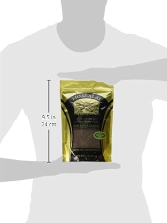 Hualalai Estate 100% Pure Kona Ground Coffee - Medium Dark Roasted Hawaiian Grown Beans - Pesticide-Free Gourmet Grade Premium Coffee