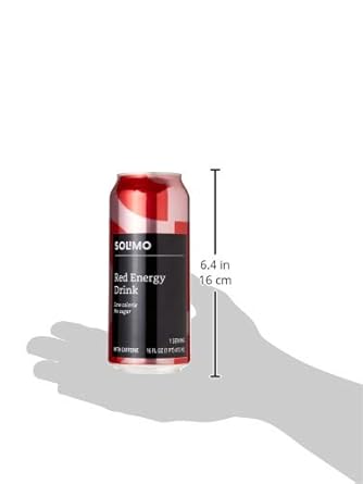 Amazon Brand - Solimo Red Energy Drink, Sugar-Free, Vegan, Low-Calorie, 16 Fl Oz (Pack Of 12)