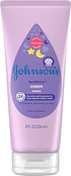 Johnson's Baby Bedtime Moisturizing Body Cream, Relaxing Aromas, Night Time Baby Massage Cream for Dry Skin Relief, Hypoallergenic, No Parabens, Phthalates or Dyes, 8 fl. oz (Pack of 2)