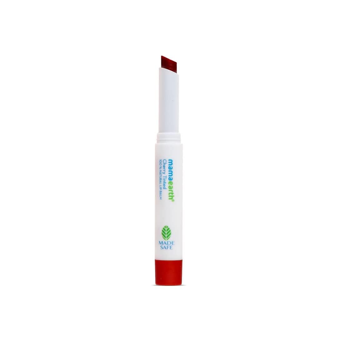 Mamaearth Nourishing Cherry Tinted Natural Lip Balm | 12 Hour Moisturization With Coconut Oil & Cherry | Relieves Dry, Cracked Lips & Makes Lips Soft & Supple | 0.07 Oz/2G