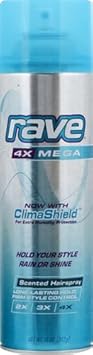 Rave Hair Spray 4X Mega Hold, Long-Lasting Hold With Climashield Technology, 1.5 Oz