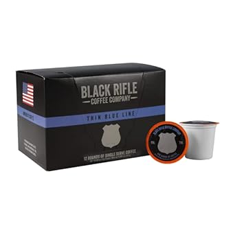 Black Rifle Coffee Company Thin Blue Line (Medium Roast) Single Serve Coffee Pods, Created To Benefit Law Enforcement Officers And Their Families, Gives Back To Those Who Serve And Protect, 12 Count