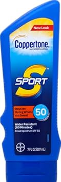 Coppertone Sport Sunscreen Spf 50 Lotion, Water Resistant Sunscreen, Body Sunscreen Lotion, 7 Fl Oz