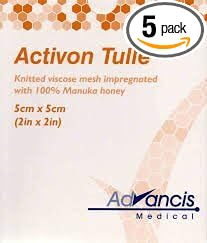 Activon Tulle Manuka Honey dressings 5cm x 5cm (x5)