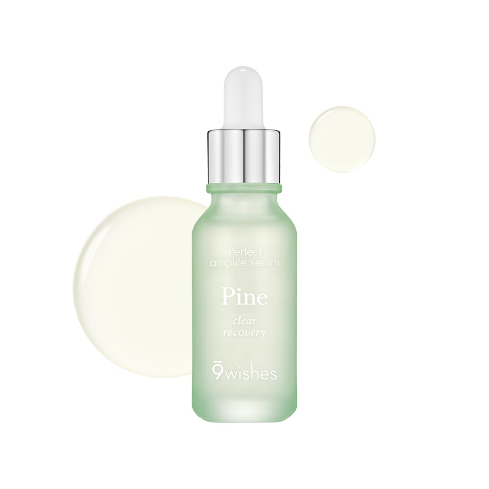 9Wishes Pine Ampule Serum 0.85 Fl. Oz, Pore Reducer & Sebum Control & Dead Skin Cells - Repair & Purify Skin - Soothing Redness Irritation - Pore Refining Serum Soothing Moisturizing Hydration