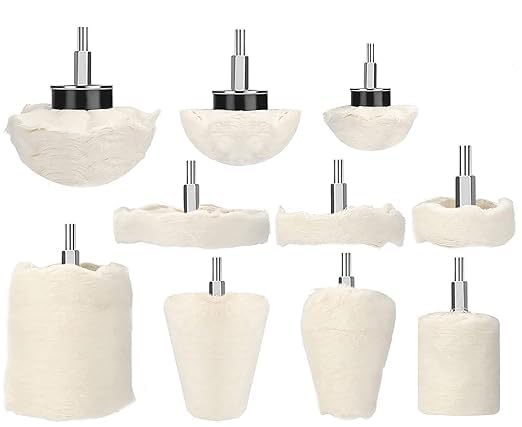 Buffing Pads Polishing Wheel Kit for Drill –Cotton Buffing Wheels for Metal, Aluminum, Stainless Steel, Chrome, Wood(6 & 7 Piece Set)