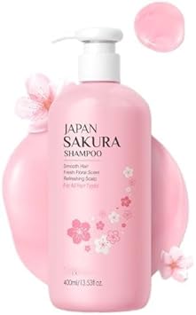 Japanese Sakura Shampoo, 14.10Oz Clarifying,Hydrating And Thickening Hair Care - Repairs, Shine, Strengthens Volumizing Vegan Shampoo For Dry Damaged Hair Care & Scalp Exfoliation, Pink
