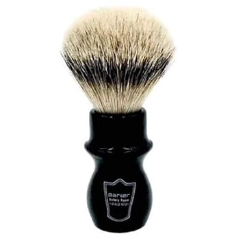 Parker 100% Silvertip Badger Mug Shaving Brush With Brush Stand - Extra Dense And Extra Soft Bristles - Long Handle Is Perfect For Use With Your Shaving Mug (Black)