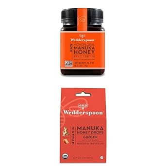 Bundle - Wedderspoon Raw Premium Manuka Honey KFactor 16 (35.2 Oz) and Manuka Honey Drops Ginger & Echinacea (4 Oz) : Grocery & Gourmet Food