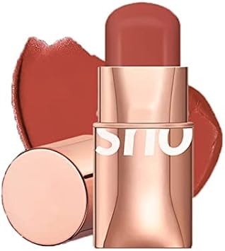 6Colors Lipstick Blush Stick 3-In-1 Eyes Cheek And Lip Tint Buildable Waterproof Lightweight Blush Stick Cream Blusher Makeup For Women(#06)