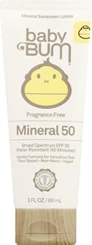 Sun Bum Baby Bum Spf 50 Sunscreen Lotion With Mineral Uva/Uvb Face And Body Protection For Sensitive Skin - Fragrance Free - Travel Size - 3 Fl Oz