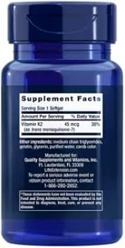 Low-Dose Vitamin K2 Menaquinone-7 90 Softgels (Pack of 2) : Health & Household