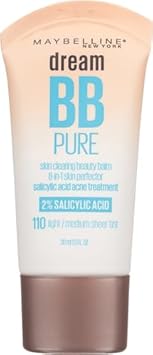 Maybelline Dream Pure Skin Clearing Bb Cream, 8-In-1 Skin Perfecting Beauty Balm With 2% Salicylic Acid, Sheer Tint Coverage, Oil-Free, Light/Medium, 1 Count