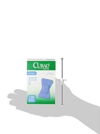 Curad Fingertip Adhesive Bandages, Food Service Blue Detectable Bandage, 100 Count,Fingertip 1.75" x 2" (Packaging may vary) : Health & Household