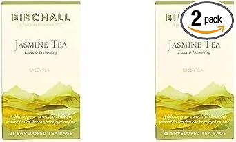 Birchall Tea Bags, Jasmine Tea Gift Set, Green Tea Bursting With Full Flavour, Perfect Herbal Tea Gift Set, 25 Enveloped Of Plant-Based Prism Tea Bags (Pack Of 2)