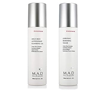 M.A.D Skincare Environmental Duo Set - Mega Rich Antioxidant Cleansing Gel- Everyday Renewing Toner : Beauty & Personal Care