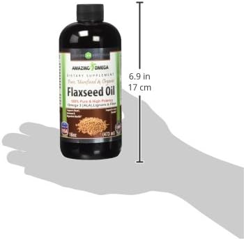 Amazing Omega Flaxseed Oil Supplement 16 Fl Oz Excellent Source of Ome