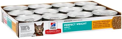 Hill'S Science Diet Perfect Weight, Adult 1-6, Weight Management Support, Wet Cat Food, Chicken & Roasted Vegetables Stew, 2.9 Oz Can, Case Of 24