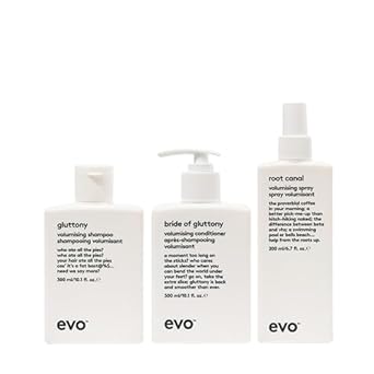 Evo Volumising Hair Care Routine Bundle: Gluttony Volumising Shampoo, Bride Of Gluttony Volumising Conditioner, And Root Canal Volumising Spray