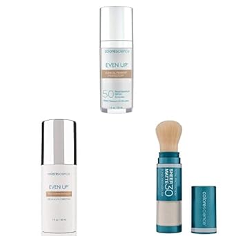 COLORESCIENCE PIGMENTATION CORRECTION BUNDLE: Even Up Clinical Pigment Perfector SPF 50 + Even Up Multi-Correction Serum + Total Protection Sheer Matte SPF 30 Sunscreen Brush : Beauty & Personal Care