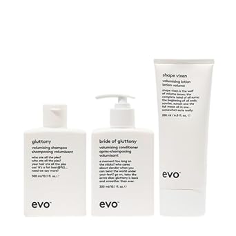 Evo Volumizing Hair Care Essentials Bundle: Gluttony Volumising Shampoo, Bride Of Gluttony Volumising Conditioner, Shape Vixen Volumising Lotion