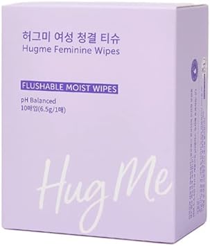 HugMe Organic Cotton Cover Sanitary Pads with Wings, Period Pads | No Intermediate Glue, Breathable backsheet for Women (Feminine Wipes 10P, 3 Pack), White
