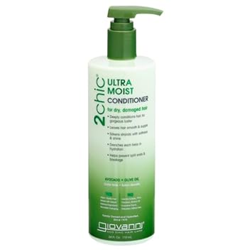 Giovanni 2Chic Ultra-Moist Conditioner - Avocado & Olive Oil, Creamy Hydration Formula, Enriched With Aloe Vera, Shea Butter, Botanical Extracts, No Parabens, Color Safe - 24 Oz