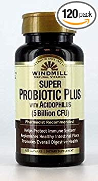 Windmill Natural Vitamins Super Probiotic Plus with Acidophilus (5 Billion CFU) 60 Capsules (Pack of 2) : Health & Household