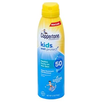 Coppertone Kids Sunscreen Spray Spf 50, Tear Free, Water Resistant Sunscreen For Kids, Pediatrician Recommended Broad Spectrum Spray Sunscreen Spf 50, Bulk Sunscreen Pack, 5.5 Oz Can, Pack Of 3