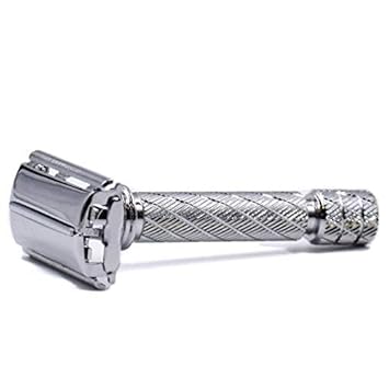 Parker 87R Compact Butterfly Safety Razor – Short Handle Twist-To-Open Brass Frame With Textured Grip For Precision Wet Shaving