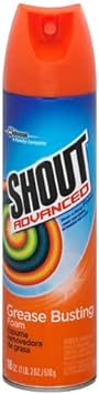 Shout Advanced Foaming Grease and Oil Stain Remover for Clothes, 18 oz, Red