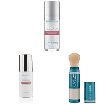 Colorescience REDNESS CORRECTION BUNDLE: All Calm Clinical Redness Corrector + All Calm Multi-Correction Serum + Total Protection Sheer Matte SPF 30 Sunscreen Brush : Beauty & Personal Care