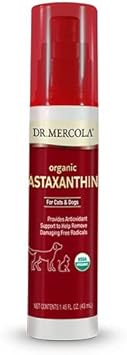 Dr. Mercola Organic Astaxanthin Liquid Pump For Cats & Dogs (1.45 Fl. Oz.) 0.2 Ml Per Pump, 215 Pumps, Usda Certified Organic, Non-Gmo, Gluten Free, Soy Free