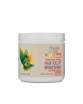 Hawaiian Silky Apple Cider Vinegar Hair Yogurt, 2 fl oz - with Black Castor Oil, Sulfate-Free, Paraben-Free for all Hair Types - for Men, Women & Teens - Great Smelling, Styling Cream