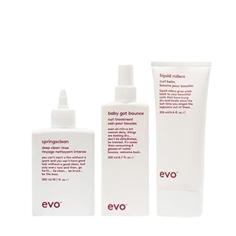 Evo Wavy Routine - Springsclean Shampoo, Baby Got Bounce Curl Treatment & Liquid Rollers - Enhances Natural Curls