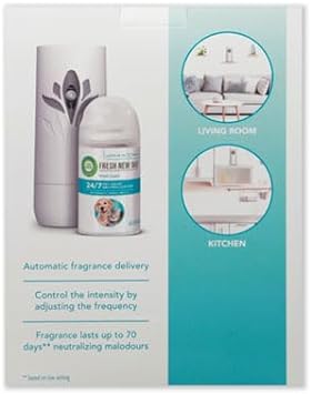 Air Wick Automatic Air Freshener Spray Starter Kit (Gadget + Refill), Pet Fresh Scent, Essential Oils, 24/7 odor-fighting protection : Health & Household