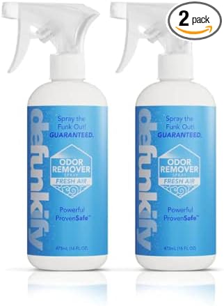 Defunkify Odor Remover Spray | Air Fresheners for Home, Shoe Deodorizer, Pet Poop Odor Eliminator | w/Ionic Silver & Pure Essential Oil Scent | 2-Pack of 16 floz bottles (Fresh Air)