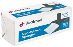 Dealmed 4" x 4" Non-Woven Gauze Sponges, 4-Ply All-Purpose Non-Sterile Gauze Pads, Absorbent Dental Gauze Wound Care for First Aid Kit/Medical Facilities, 200 Count (Pack of 2) : Health & Household