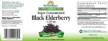 Windmill Natural Vitamins Super Concentrated Black Elderberry, Supports Immune System, Rich in Antioxidants, 8 Fl Oz : Health & Household