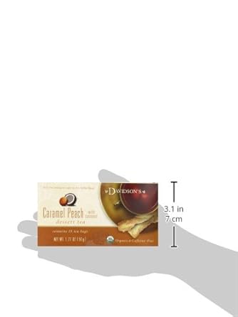 Davidson'S Organics, Caramel Peach With Coconut, 25-Count Tea Bags, Pack Of 6