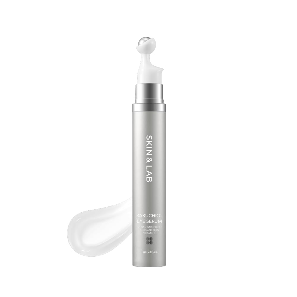 Skin&Lab Bakuchiol Eye Serum With Caffeine, Roll-On Korean Under Eye Serum, Anti-Aging Wrinkle Care For Fine Lines, Vegan, Cruelty-Free, 0.5 Fl. Oz