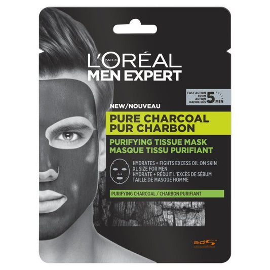 L'Oréal Men Expert Mens Charcoal Tissue Face Sheet Mask X1