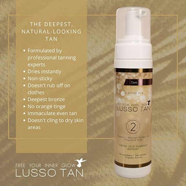 Lusso Tan Tinted Self Tanning Mousse Dark 200Ml