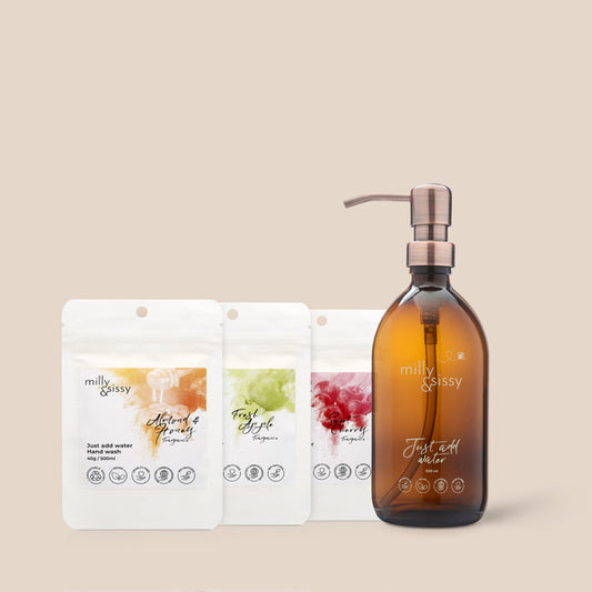 Milly&Sissy Hand Wash Set: 3 X 40G Refills + 500Ml Bottle